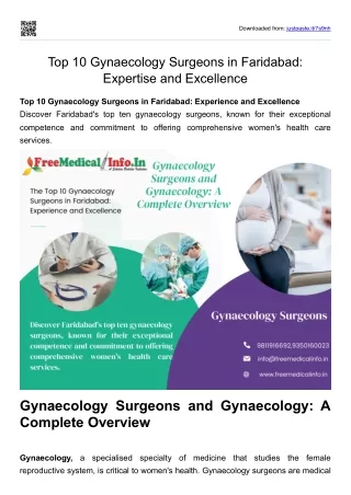 Top 10 Gynaecology Surgeons in Faridabad Exprtise and Excellence