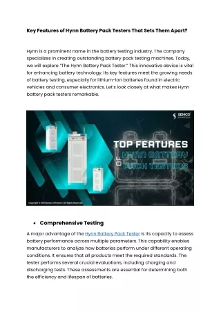 key features of hynn battery pack testers that