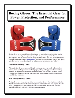 Boxing Gloves The Essential Gear for Power, Protection, and Performance