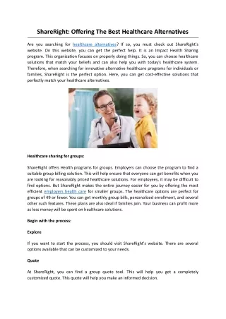 ShareRight Offering The Best Healthcare Alternatives