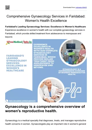 Comprehensive Gynaecology Services in Faridabad Women's Health Excellence