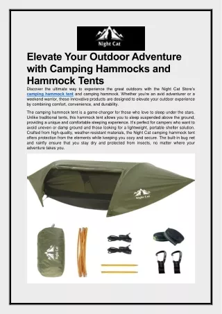 Elevate Your Outdoor Adventure with Camping Hammocks and Hammock Tents