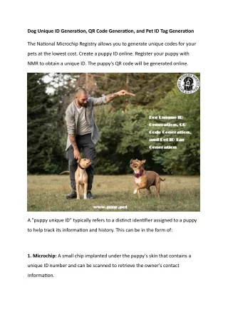 dog unique id generation qr code generation