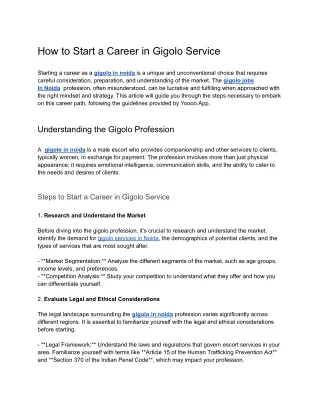 How to Start a Career in Gigolo Service