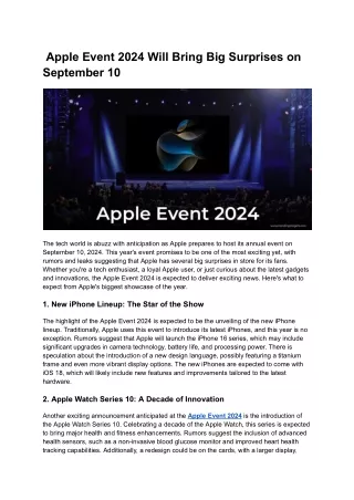 Apple Event 2024 Will Bring Big Surprises on September 10