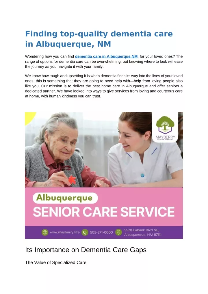 finding top quality dementia care in albuquerque