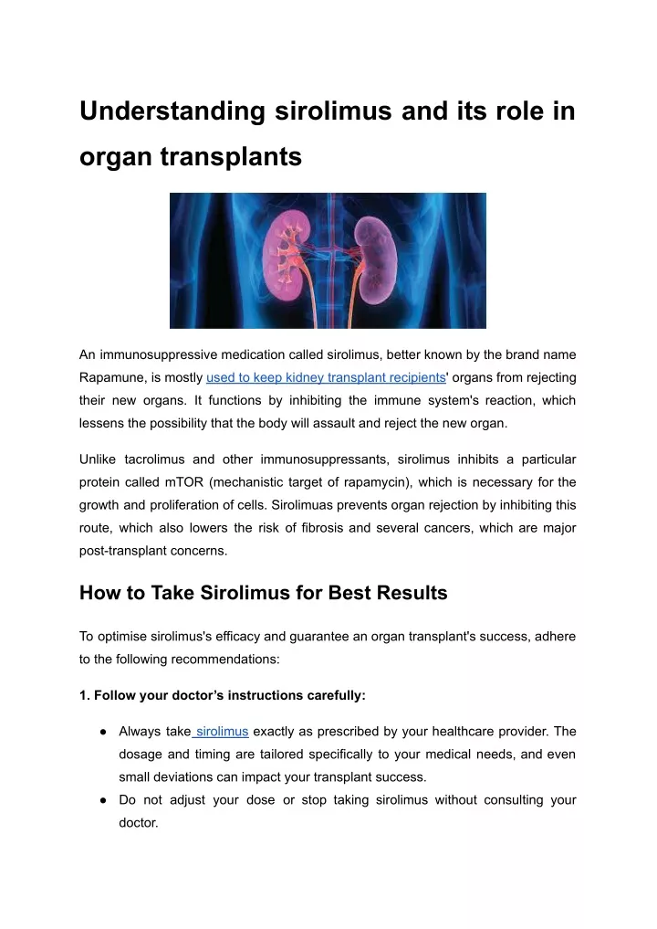 understanding sirolimus and its role in