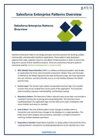 Salesforce Enterprise Patterns Overview