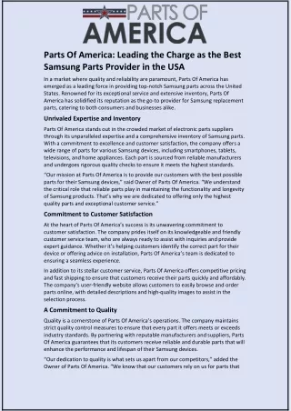 Parts Of America: Leading the Charge as the Best Samsung Parts Provider