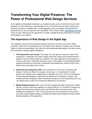 Transforming Your Digital Presence_ The Power of Professional Web Design Services