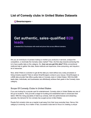 List of Comedy clubs in United States Datasets