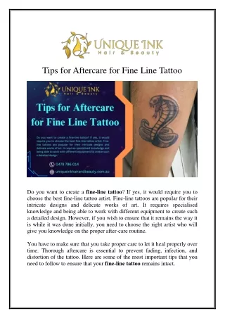 Tips for Aftercare for Fine Line Tattoo