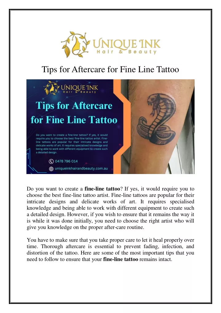 tips for aftercare for fine line tattoo