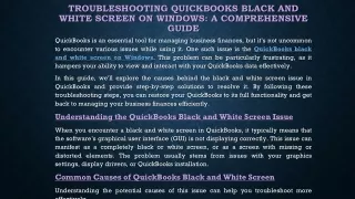 Fixing QuickBooks Black and White Screen on Windows
