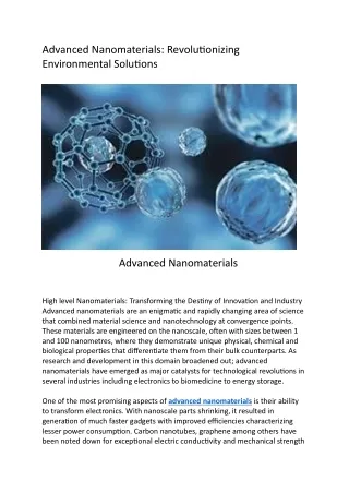 advanced nanomaterials revolutionizing