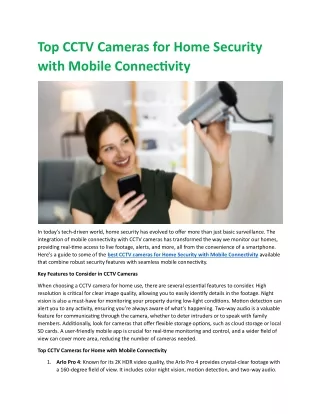 Top CCTV Cameras for Home Security with Mobile Connectivity