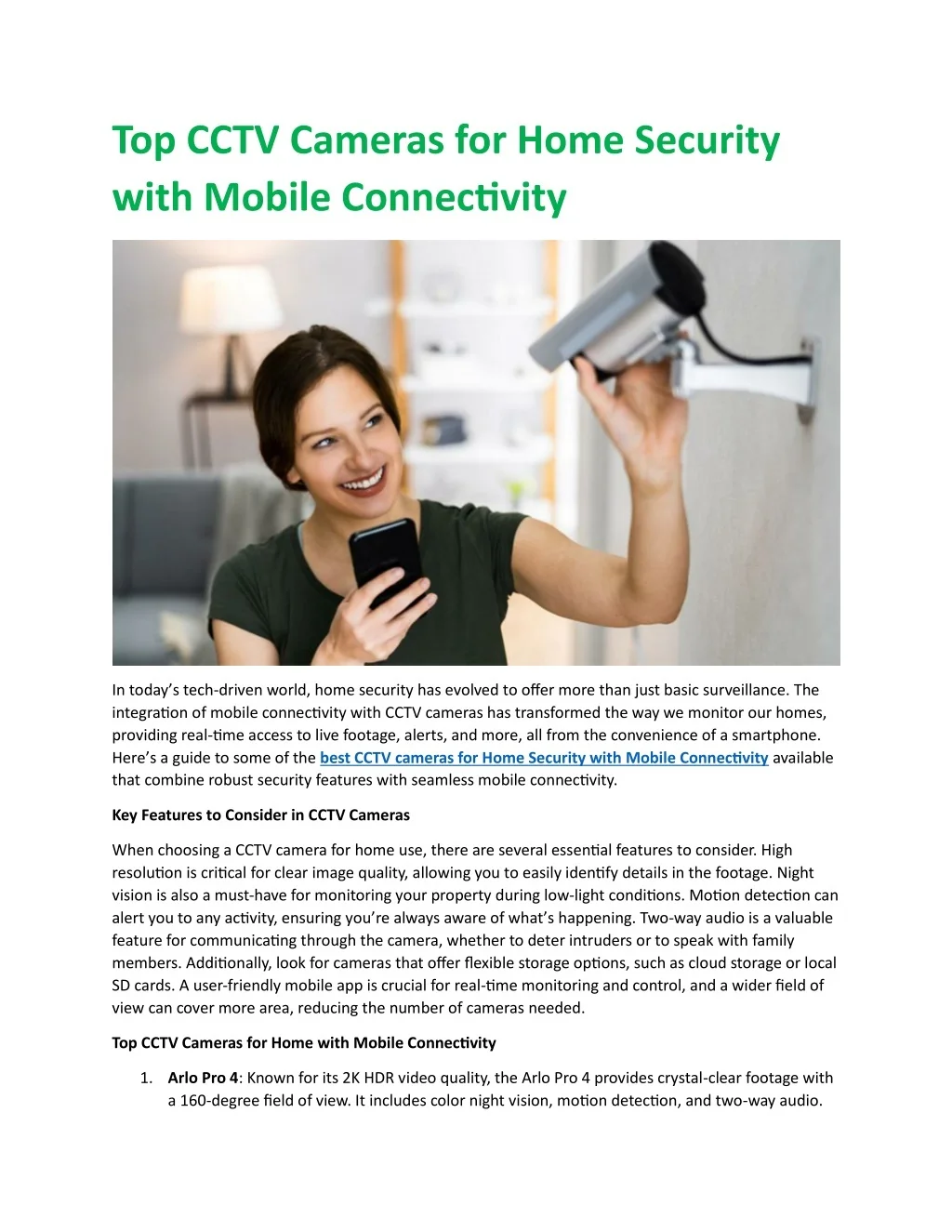 PPT - Top CCTV Cameras for Home Security with Mobile Connectivity ...