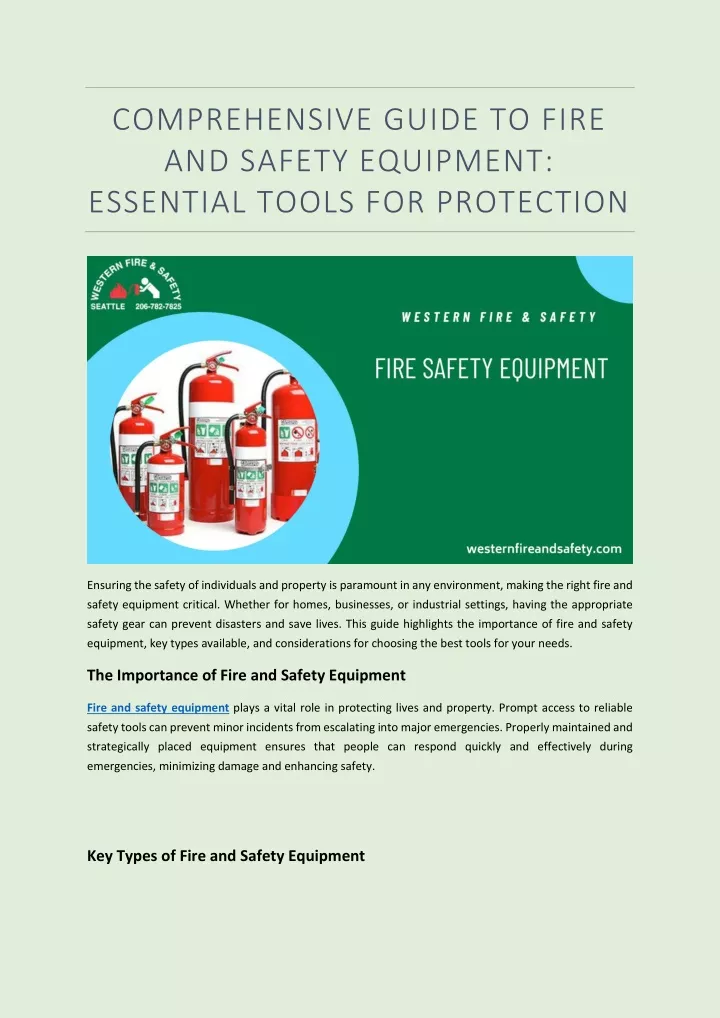 comprehensive guide to fire and safety equipment