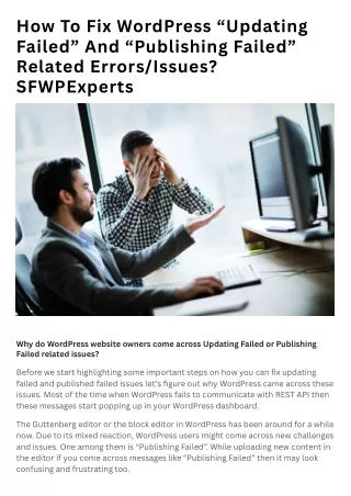 How To Fix WordPress “Updating Failed” And “Publishing Failed” Related ErrorsIssues
