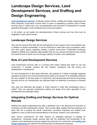 landscape design services land development