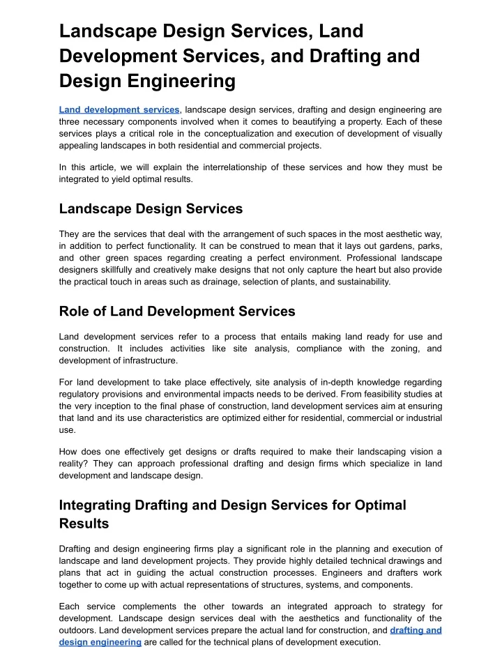 landscape design services land development