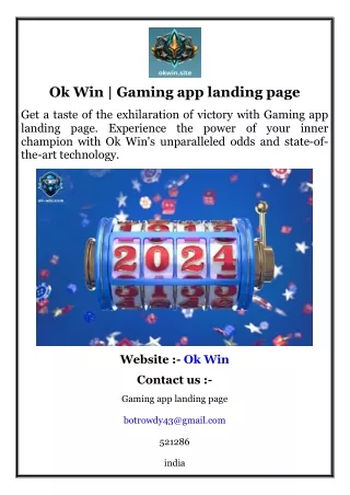 ok win gaming app landing page