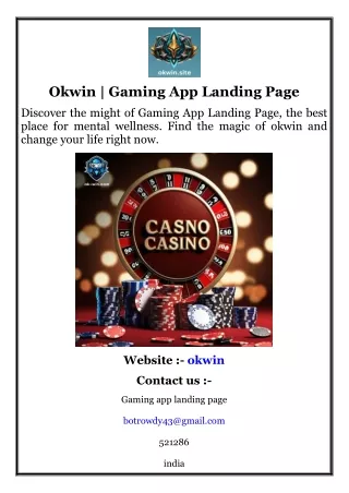 okwin gaming app landing page