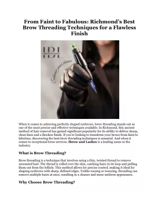 From Faint to Fabulous Richmond’s Best Brow Threading Techniques for a Flawless Finish