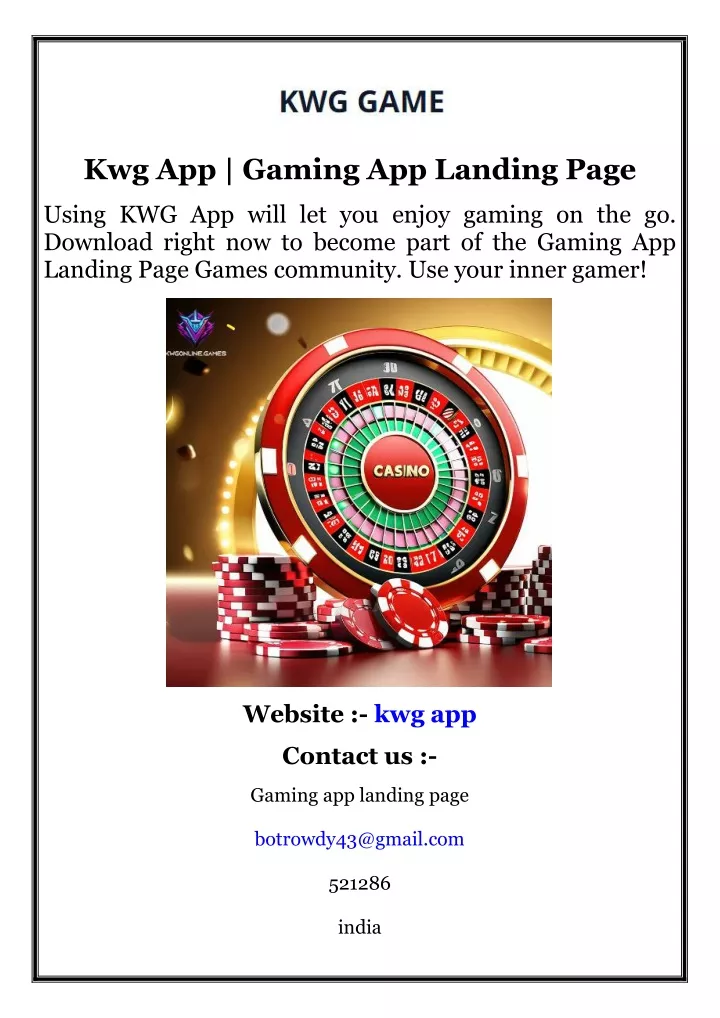 kwg app gaming app landing page