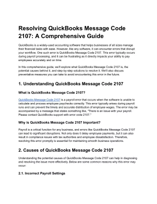 resolving quickbooks message code 2107