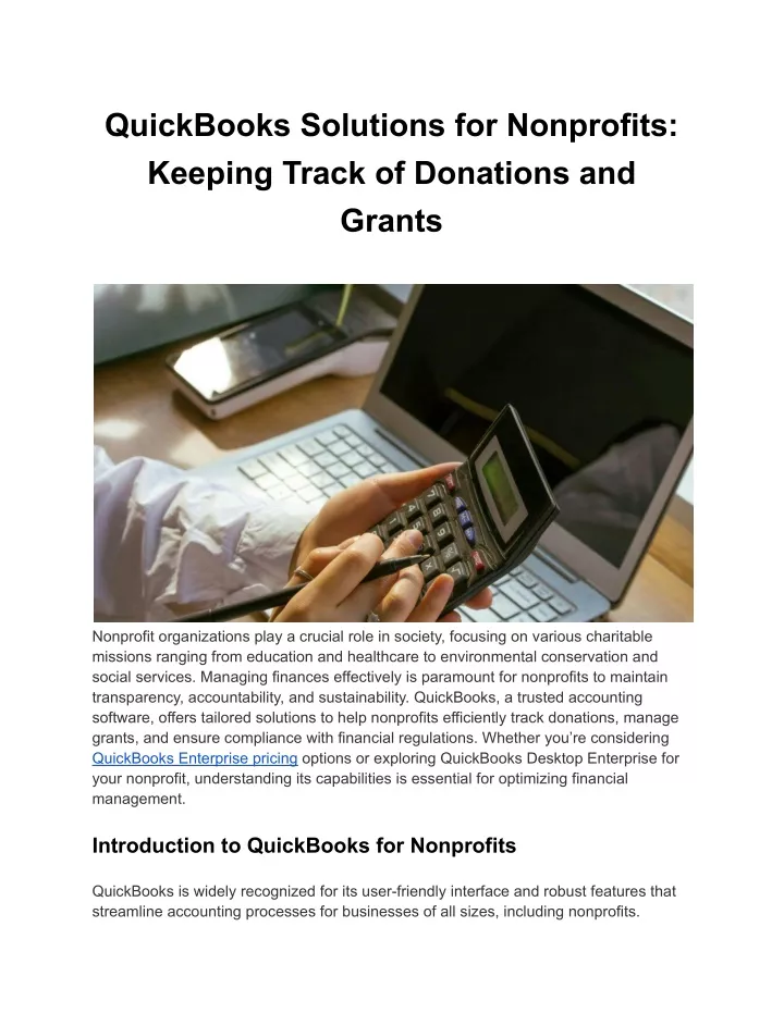 quickbooks solutions for nonprofits keeping track