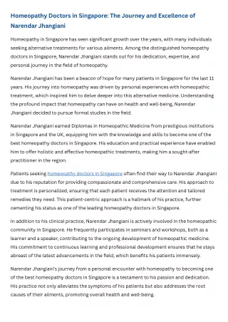 Homeopathy Doctors in Singapore The Journey and Excellence of Narendar Jhangiani (1)