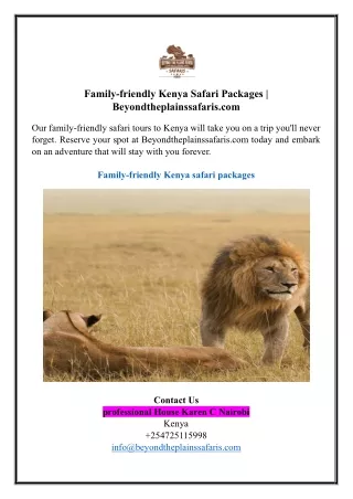 Family-friendly Kenya Safari Packages | Beyondtheplainssafaris.com