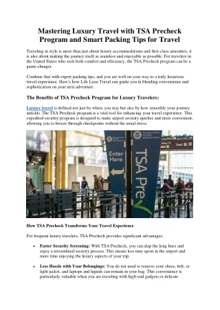 mastering luxury travel with tsa precheck program