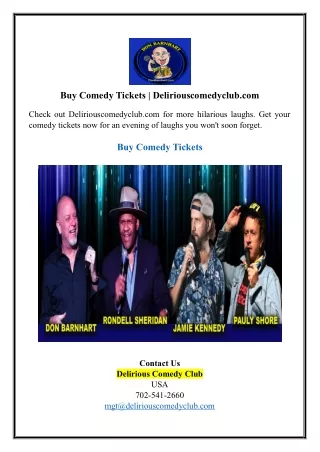Buy Comedy Tickets | Deliriouscomedyclub.com