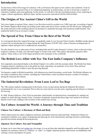 The History of Tea: From Ancient China to Modern Times