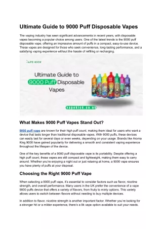 Ultimate Guide to 9000 Puff Disposable Vapes