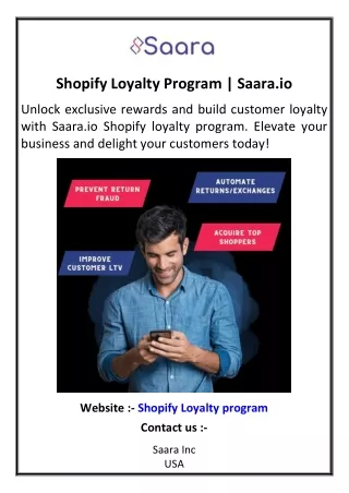 Shopify Loyalty Program | Saara.io