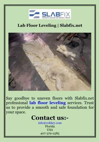 Lab Floor Leveling  Slabfix.net