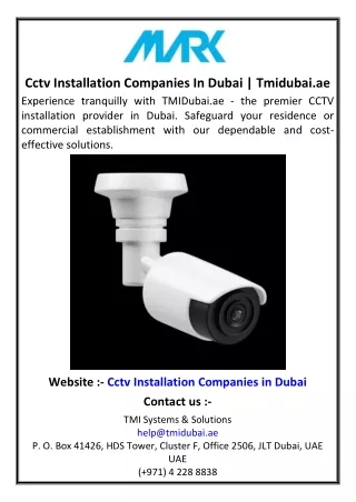 Cctv Installation Companies In Dubai | Tmidubai.ae