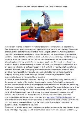 mechanical bull rentals fresno the most suitable