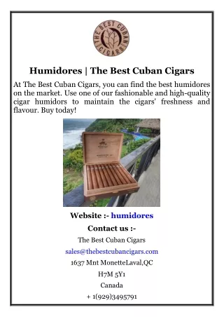 Humidores  The Best Cuban Cigars