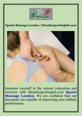 Sports Massage London  Mrsalussportinglab.com