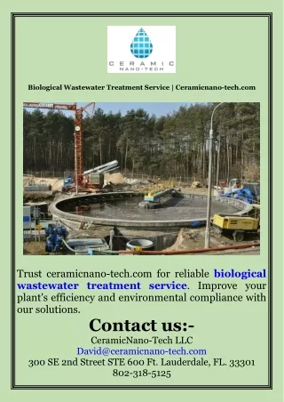 Biological Wastewater Treatment Service  Ceramicnano-tech.com