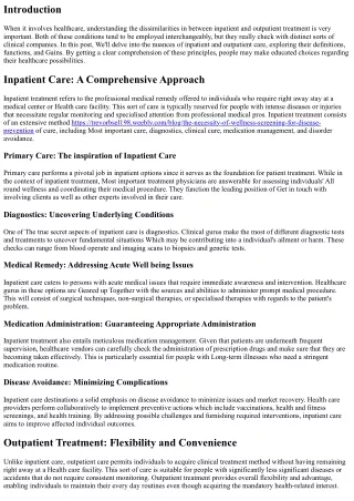 Inpatient vs. Outpatient Treatment: Understanding the Differences
