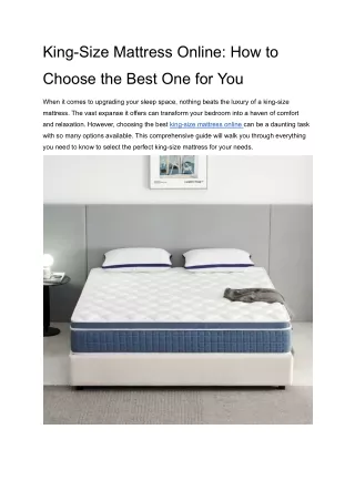 King-Size Mattress Online_ How to Choose the Best One for You