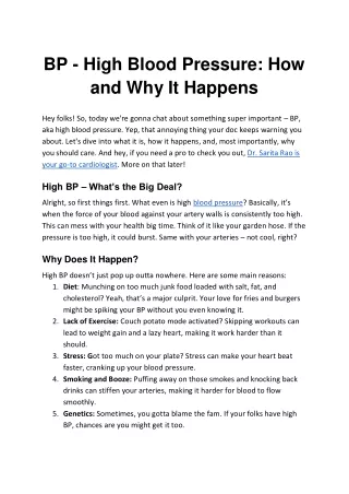 BP - High Blood Pressure: How and Why It Happens