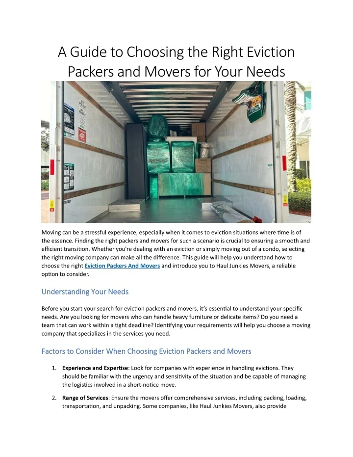 PPT - A Guide to Choosing the Right Eviction Packers and Movers for ...