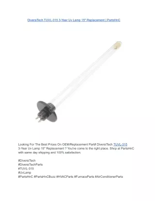 DiversiTech TUVL-315 3-Year Uv Lamp 15_ Replacement _ PartsHnC