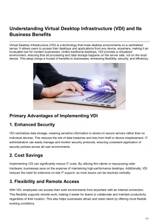 Understanding Virtual Desktop Infrastructure VDI and Its Business Benefits